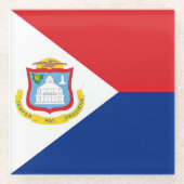 vlag van Sint Maarten Glazen Onderzetter (Voorkant)