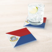 Vlag van Sint Maarten Glazen Onderzetter (Schuin)