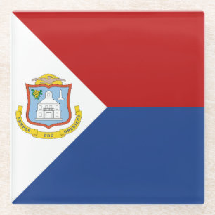 Vlag van Sint-Maarten Glazen Onderzetter