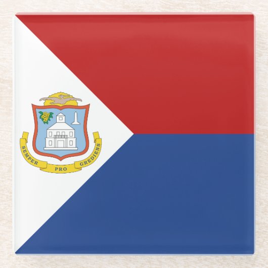Vlag van Sint Maarten Glazen Onderzetter (Voorkant)
