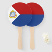Vlag van Sint Maarten Handwaaier (Voorkant en achterkant)