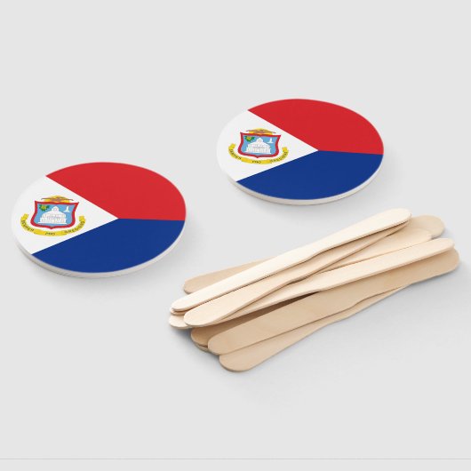 vlag van Sint Maarten Handwaaier (Niet-gemonteerd)