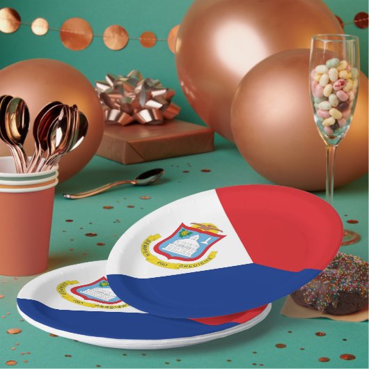 vlag van Sint Maarten Papieren Bordje (Multi)