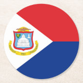 vlag van Sint Maarten Ronde Kartonnen Onderzetter (Voorkant)