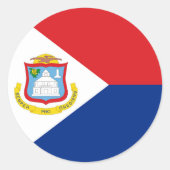 vlag van Sint Maarten Ronde Sticker (Voorkant)
