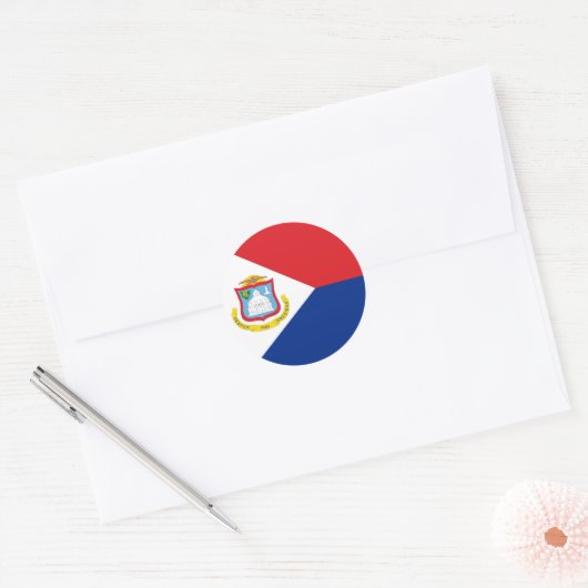 vlag van Sint Maarten Ronde Sticker (Envelop)