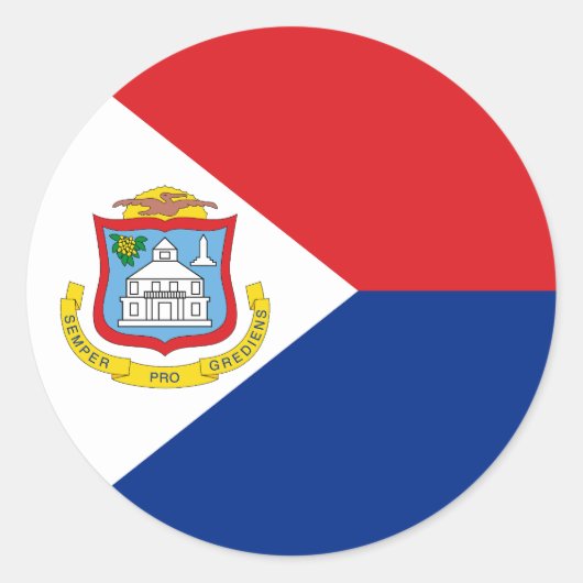 Vlag van Sint Maarten Ronde Sticker (Voorkant)