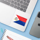 Vlag van Sint Maarten Sticker (Laptop met iPhone)