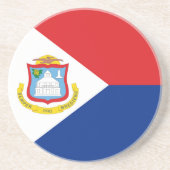 vlag van Sint Maarten Zandsteen Onderzetter (Voorkant)