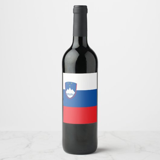 Vlag van Slovenië Wijn Etiket (Voorkant)