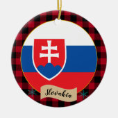 Vlag van Slowakije, rode buffels en Slowakije Keramisch Ornament (Voorkant)