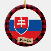 Vlag van Slowakije, rode buffels en Slowakije Keramisch Ornament (Achterkant)