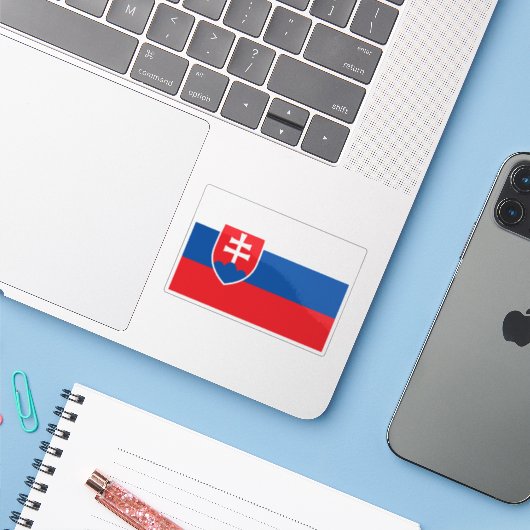 Vlag van Slowakije Sticker (Laptop met iPhone)