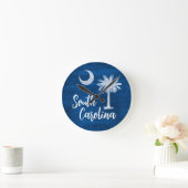 Vlag van South Carolina met Palmetto Tree Blue Ronde Klok (Huis)