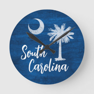 Vlag van South Carolina met Palmetto Tree Blue Ronde Klok