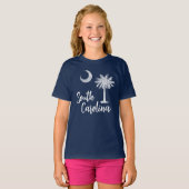 Vlag van South Carolina met Palmetto Tree Blue T-shirt (Voorkant volledig)