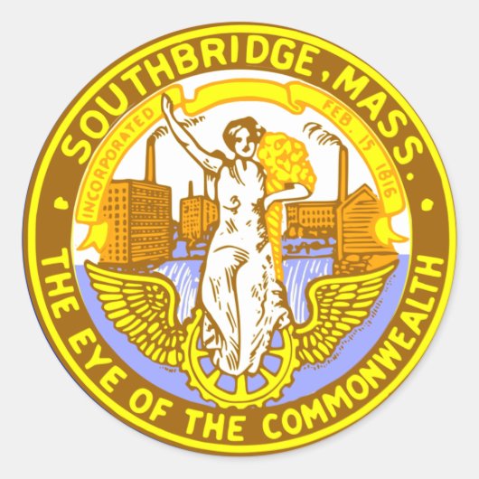Vlag van Southbridge, Massachusetts Classic Round  Ronde Sticker (Voorkant)