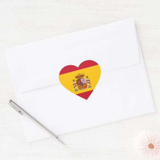 Vlag van Spanje Hart Sticker (Envelop)