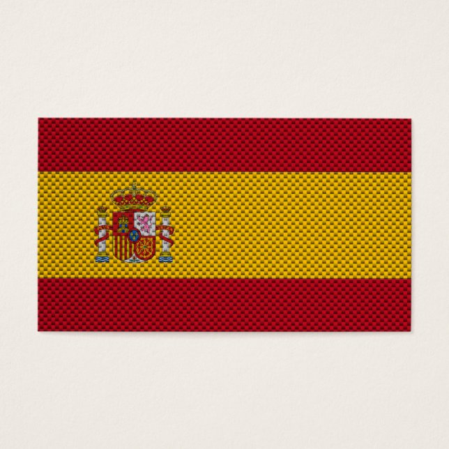 Vlag van Spanje met koolstofvezel effect Visitekaartje (Voorkant)