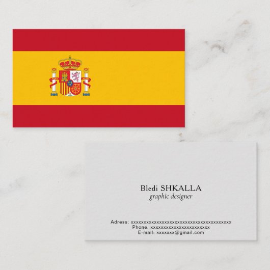 vlag van Spanje Visitekaartje (Voorkant / Achterkant)