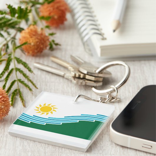 Vlag van Spokane, Washington Sleutelhanger (Voorkant Rechts)