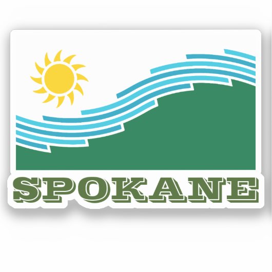 Vlag van Spokane, Washington Sticker (Voorkant)