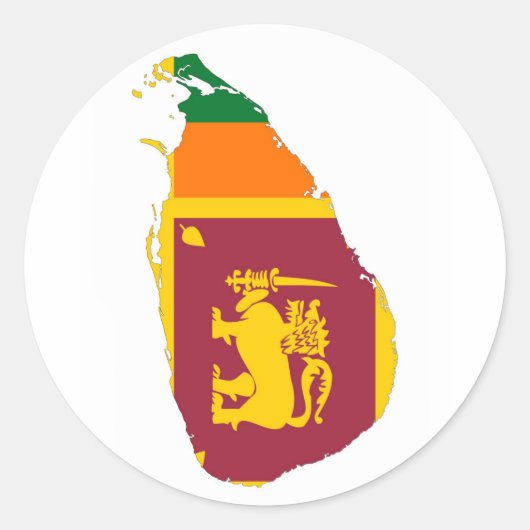 vlag van sri lanka : plattegrond silhouet symbool ronde sticker (Voorkant)