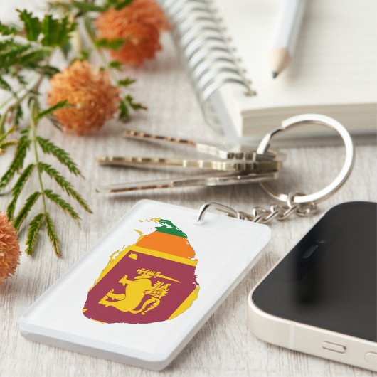 vlag van sri lanka : plattegrond silhouet symbool sleutelhanger (Voorkant Rechts)