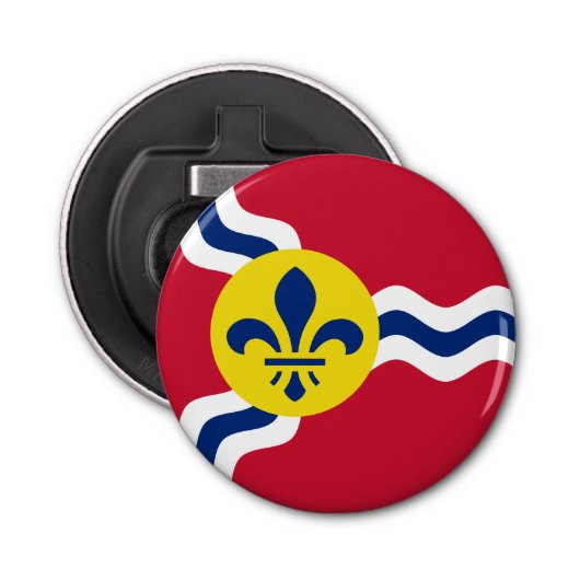Vlag van St. Louis, Missouri, bottelopener Button Flesopener (Voorkant)