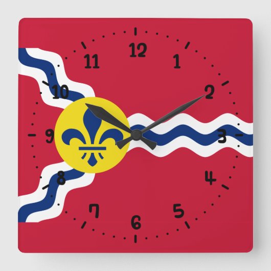 Vlag van St. Louis, Missouri Square Wall Clock Vierkante Klok (Voorkant)