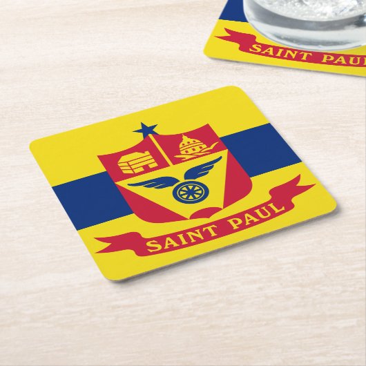 Vlag van St Paul, Minnesota Square Paper Onderzett Kartonnen Onderzetters (Schuin)