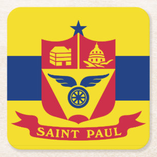 Vlag van St Paul, Minnesota Square Paper Onderzett Kartonnen Onderzetters