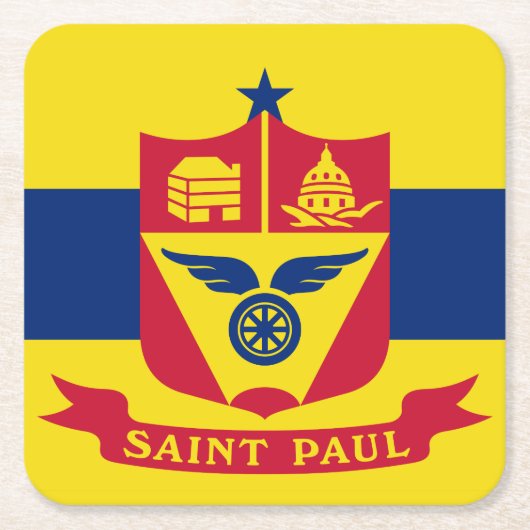 Vlag van St Paul, Minnesota Square Paper Onderzett Kartonnen Onderzetters (Voorkant)