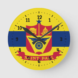 Vlag van St Paul, Minnesota Square Wall Clock Ronde Klok