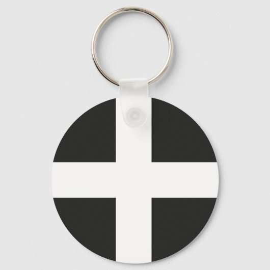 Vlag van St Piran Cornwall Kernow Sleutelhanger (Voorkant)