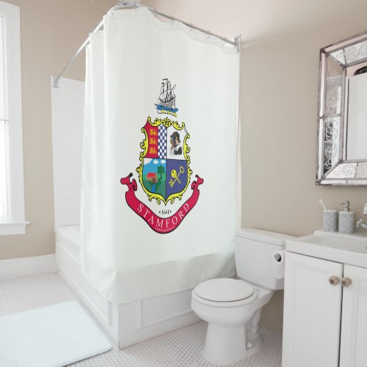 Vlag van Stamford (Connecticut) Douchegordijn (In situ)