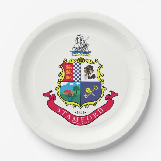 Vlag van Stamford (Connecticut) Papieren Bordje (Voorkant)