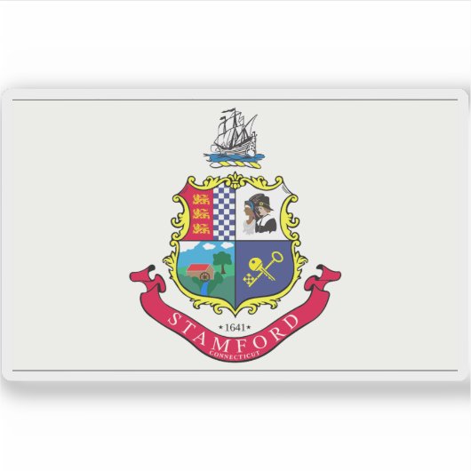 Vlag van Stamford, Connecticut Sticker (Voorkant)