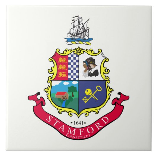 Vlag van Stamford (Connecticut) Tegeltje (Voorkant)