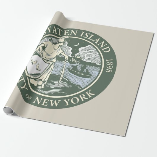 Vlag van Staten Island (Borough of New York City) Cadeaupapier (Uitgerold)