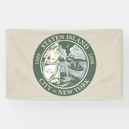 Vlag van Staten Island (Borough of New York City) Spandoek (Horizontaal)