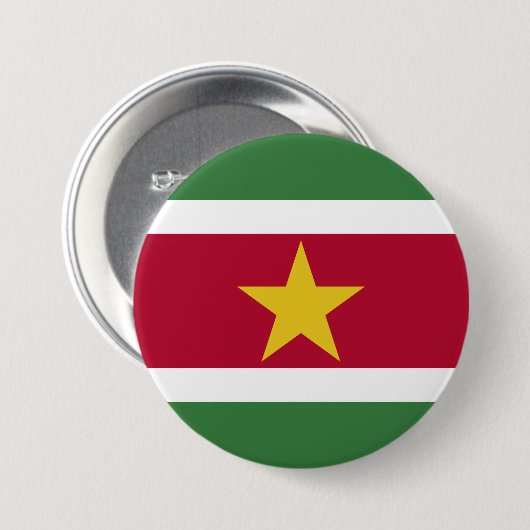 Vlag van Suriname Ronde Button 7,6 Cm (Voorkant /achterkant)