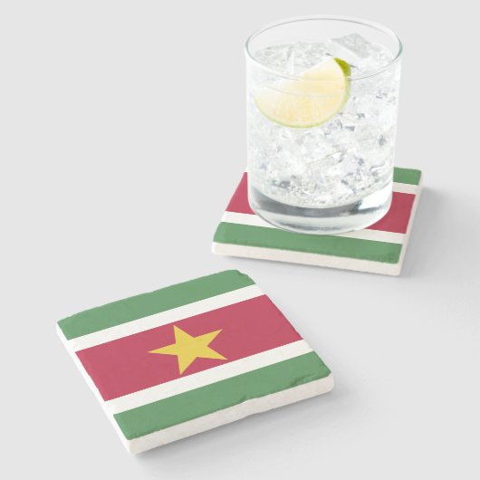 Vlag van Suriname Stenen Onderzetter (Zijkant)