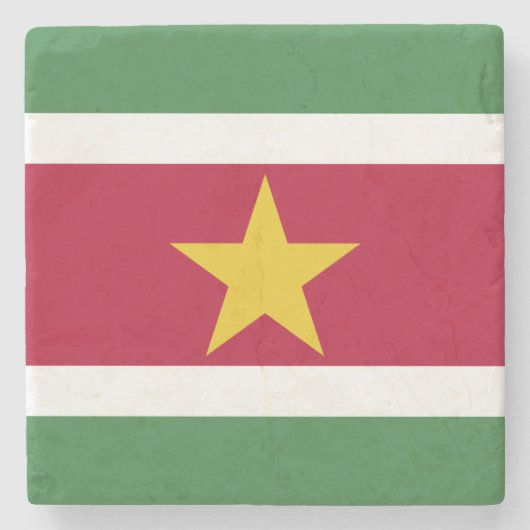 Vlag van Suriname Stenen Onderzetter (Voorkant)