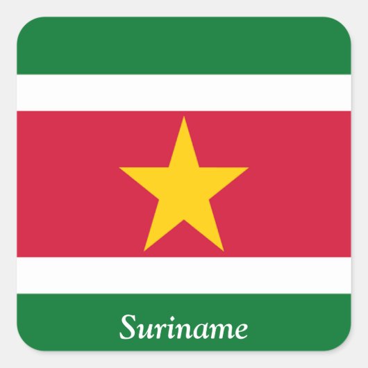 Vlag van Suriname Vierkante Sticker (Voorkant)