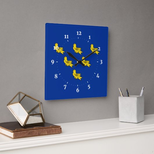 Vlag van Sussex Square Wall Clock Vierkante Klok (Kantoor)