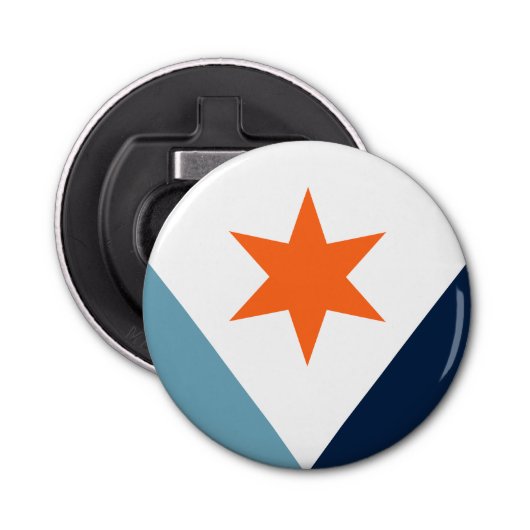 Vlag van Syracuse, New York Button Flesopener (Voorkant)