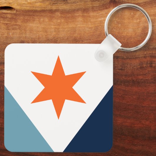 Vlag van Syracuse, New York Sleutelhanger (Achterkant)