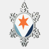 Vlag van Syracuse, New York Tin Sneeuwvlok Ornament (Rechts)