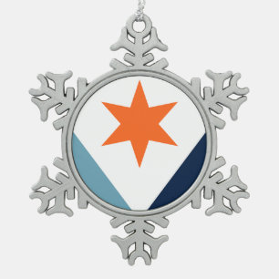 Vlag van Syracuse, New York Tin Sneeuwvlok Ornament